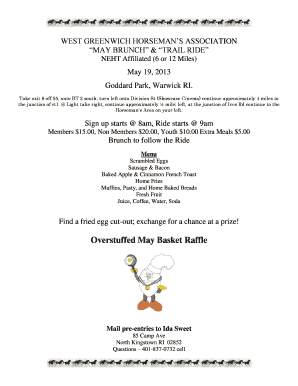 WGHA May Brunch and Trail Ride Entry Release Form