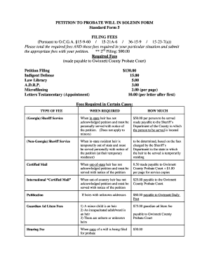 PETITION TO PROBATE WILL IN SOLEMN FORM Standard Form 5 ...