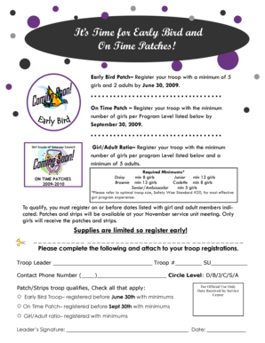 EARLY BIRD and ON TIME info and form here Adobe ... - OrgSites