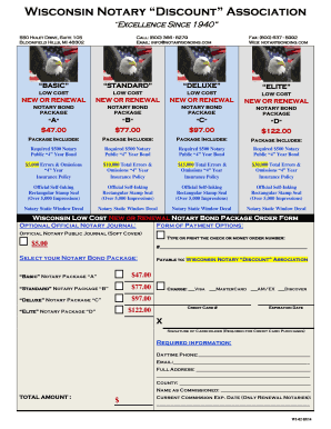 Wisconsin Notary Bond Package Order Form