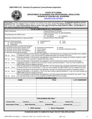 Florida Business Occupational License Renewal Application