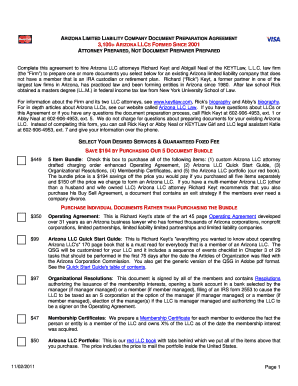 Arizona LLC Document Preparation Agreement