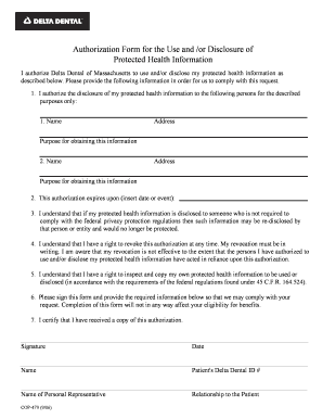 Authorization Form for Protected Health Information