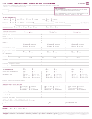 Bank Account Application Form