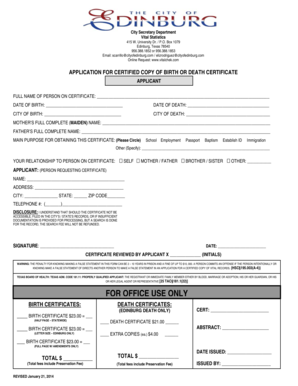 Texas Birth or Death Certificate Application
