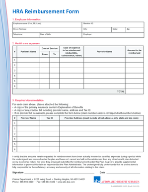 HRA Reimbursement Form