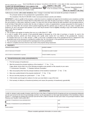 California Grandparent-Grandchild Reassessment Exclusion Form