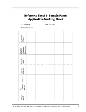 College application samples - Reference Sheet E: Sample Form: Application-Tracking ... - Delmar