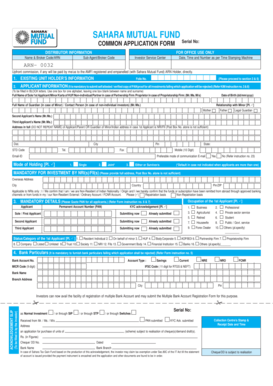 Sahara Mutual Fund Common Application Form