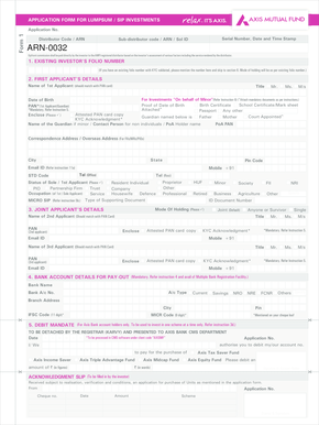 Axis Mutual Fund Investment Application Form