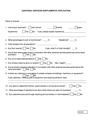 Janitorial Services Supplemental Application