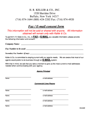 Fax E-mail Consent Form