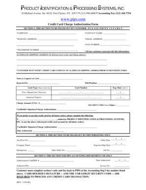 Credit Card Charge Authorization Form