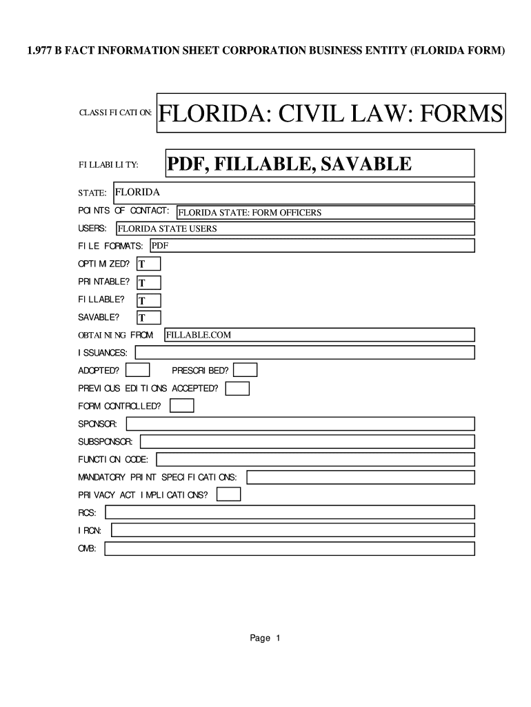 florida form 1 977 b printable Preview on Page 1