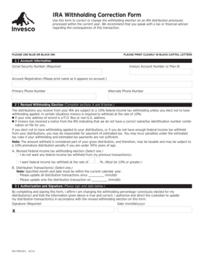 IRA Withholding Correction Form