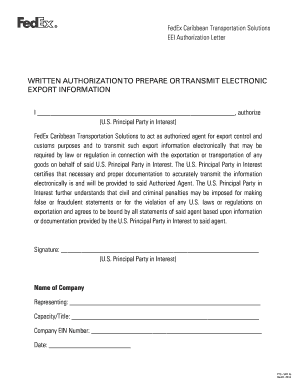 FedEx EEI Authorization Letter