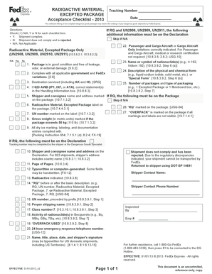 Radioactive Material Acceptance Checklist