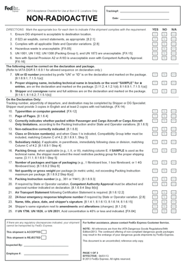 2013 FedEx Non-US Dangerous Goods Checklist