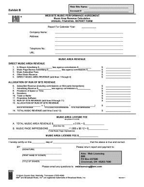 Music Area Revenue Calculation Annual Report Form - BMI.com