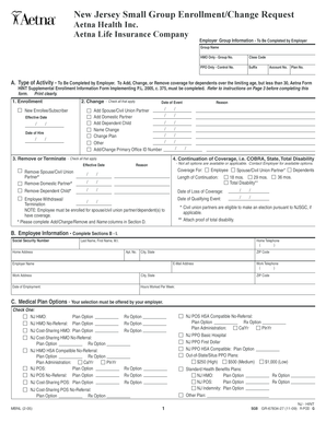New Jersey Small Group Enrollment/Change Request
