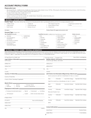 Account Profile Form Instructions