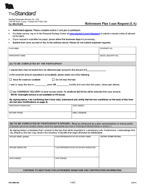 Retirement Plan Loan Request Form