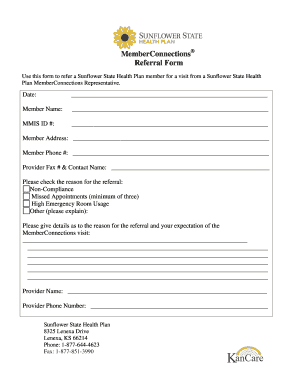 Sunflower State Health Plan Referral Form