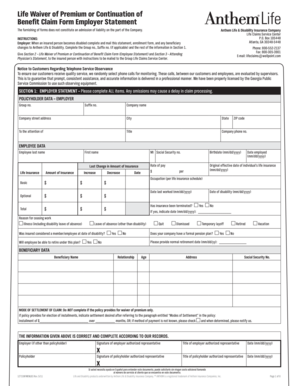 Life Waiver of Premium Claim Form