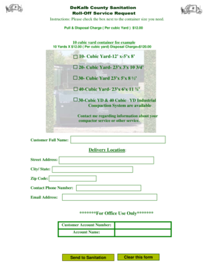 Container Delivery and Disposal Charge Form