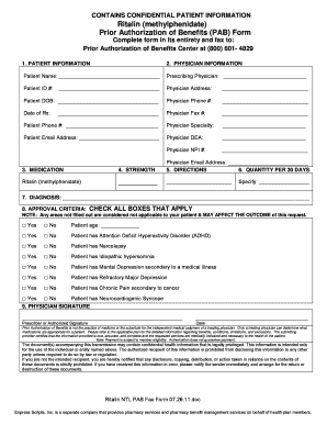 Ritalin Prior Authorization Form