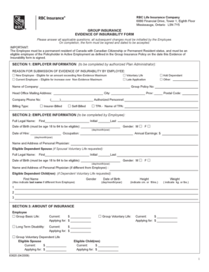 Evidence of Insurability Form