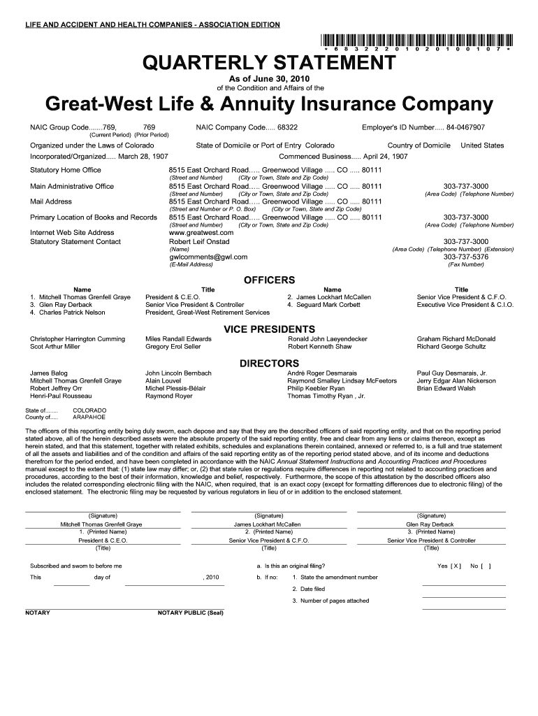 Fillable Online GreatWest Life & Annuity Insurance Company Fax Email