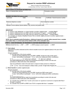 Request for Member RRSP Withdrawal