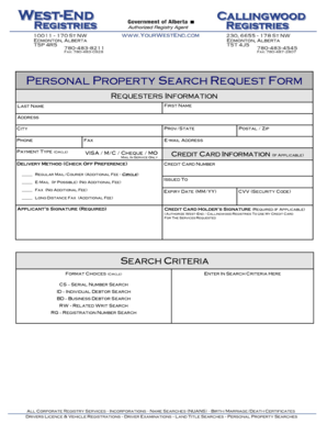 Personal Property Search Request Form