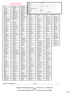 Teen Choker Store Purchase Order