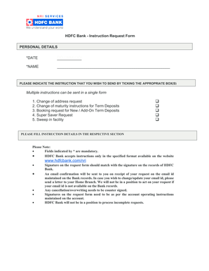 HDFC Bank Change of Address Request