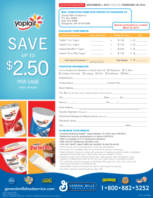 Yoplait Yogurt Rebate Form