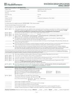 Fillable Online Wisconsin GRoUP APPLicATion sMALL GRoUP ...