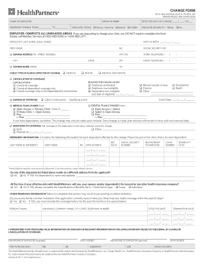 HealthPartners Change Form
