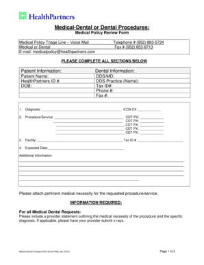 Medical-Dental Procedure Form