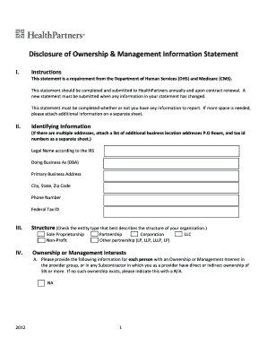 Disclosure of Ownership & Management Information Statement