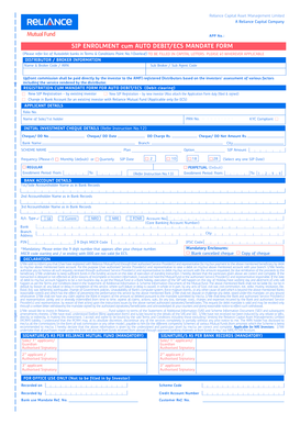 SIP Enrolment Auto Debit Form