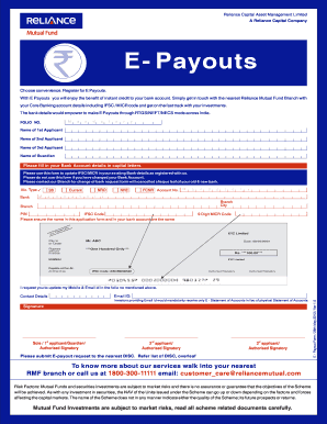 Reliance Capital E-Payout Form