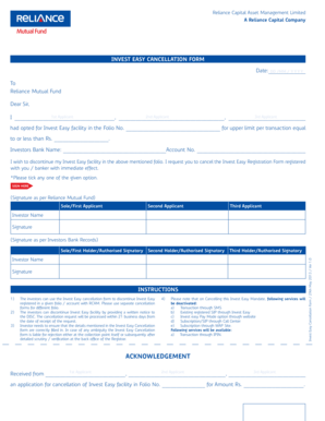 Invest Easy Cancellation Form