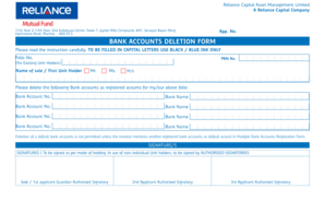 Bank Accounts Deletion Form