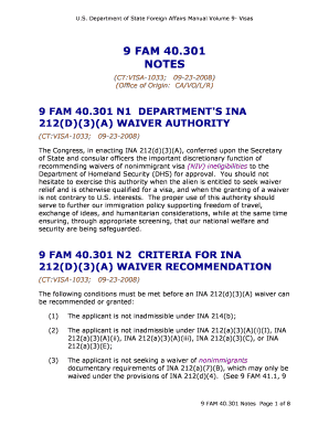 U S Department of State Foreign Affairs Manual Volume 9- Visas