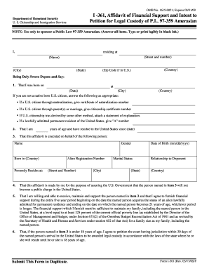 Form I-361 Affidavit of Financial Support