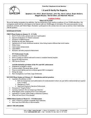 Three-Part Telephone and E-mail Seminar: I-9 and E-Verify For Experts
