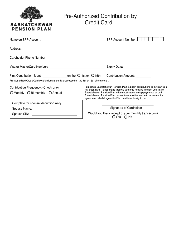 Pre-Authorized Contribution by Credit Card Preview on Page 1