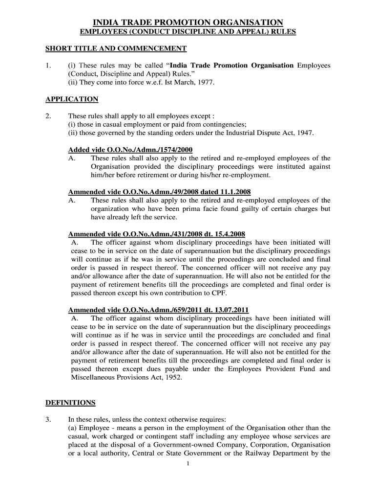 ITPO Employees Conduct Discipline and Appeal Rules Preview on Page 1